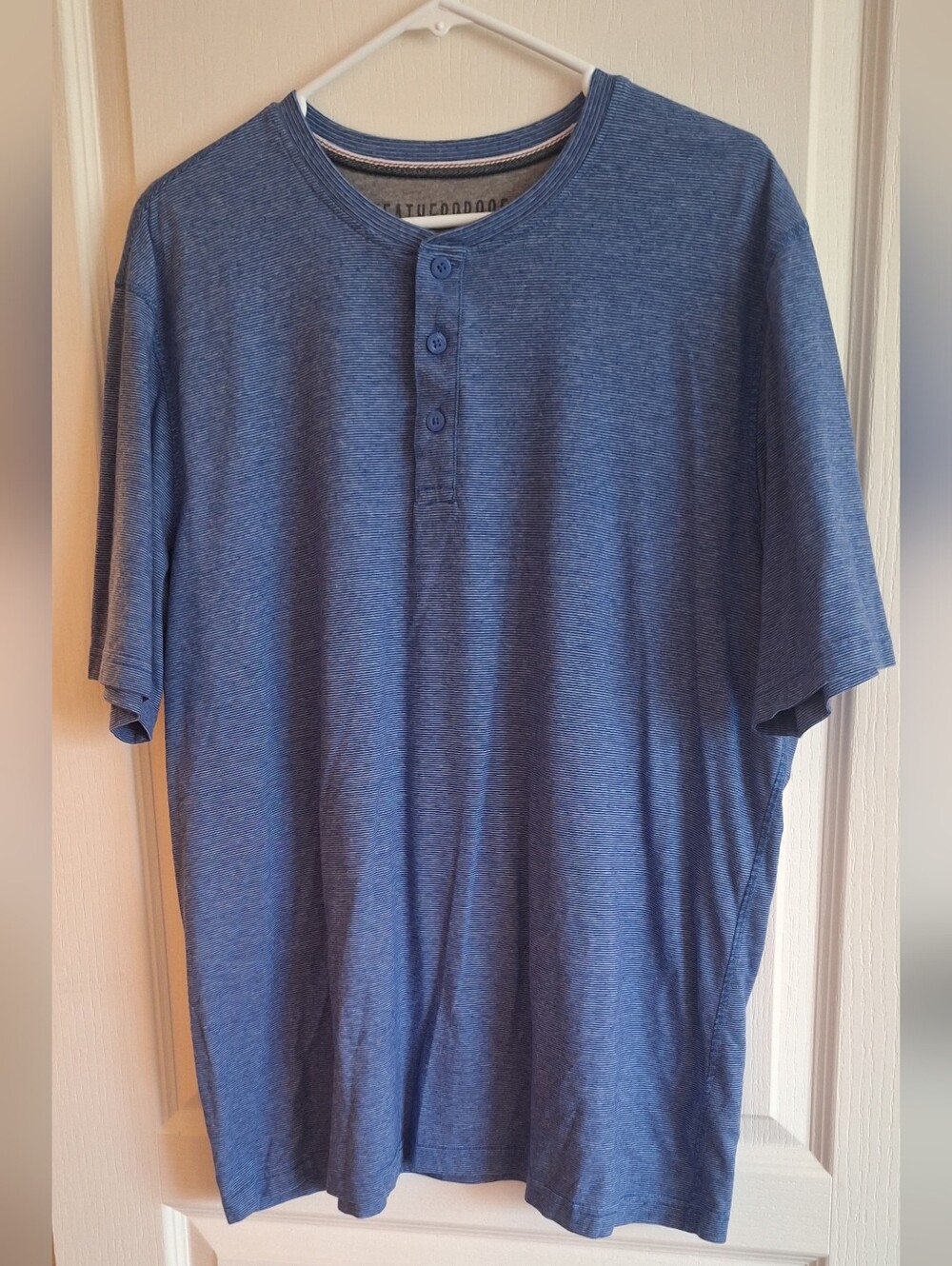 Weatherproof Men's Heathered Blue Short-Sleeve Henley